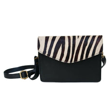 Load image into Gallery viewer, NOX ZEBRA, BLACK LEATHER SHOULDER BAG/CLUTCH