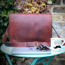 Load image into Gallery viewer, SAGA, LEATHER MESSENGER BAG, LARGE (15")