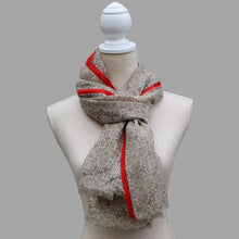 Load image into Gallery viewer, 100% Wool Scarf, Crimson & Soft Beige