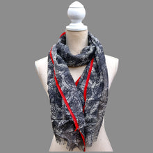 Load image into Gallery viewer, 100% Wool Scarf, Crimson & Charcoal