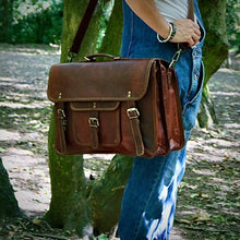 Load image into Gallery viewer, THOR NATURAL LEATHER SATHCEL, XL (16")
