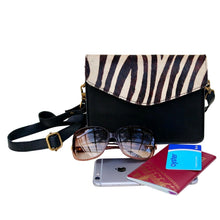 Load image into Gallery viewer, NOX ZEBRA, BLACK LEATHER SHOULDER BAG/CLUTCH
