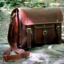 Load image into Gallery viewer, THOR NATURAL LEATHER SATHCEL, XL (16")
