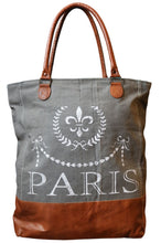 Load image into Gallery viewer, PARIS, BLACK WASH ARMY SURPLUS CANVAS SHOPPER
