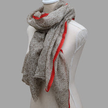 Load image into Gallery viewer, 100% Wool Scarf, Crimson &amp; Soft Beige
