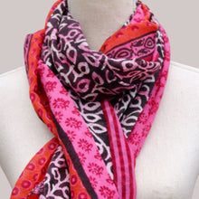 Load image into Gallery viewer, 100% Wool Scarf, Multi Pattern, Fuchsia &amp; Orange
