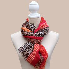 Load image into Gallery viewer, 100% Wool Scarf, Multi Pattern Orange &amp; Saffron

